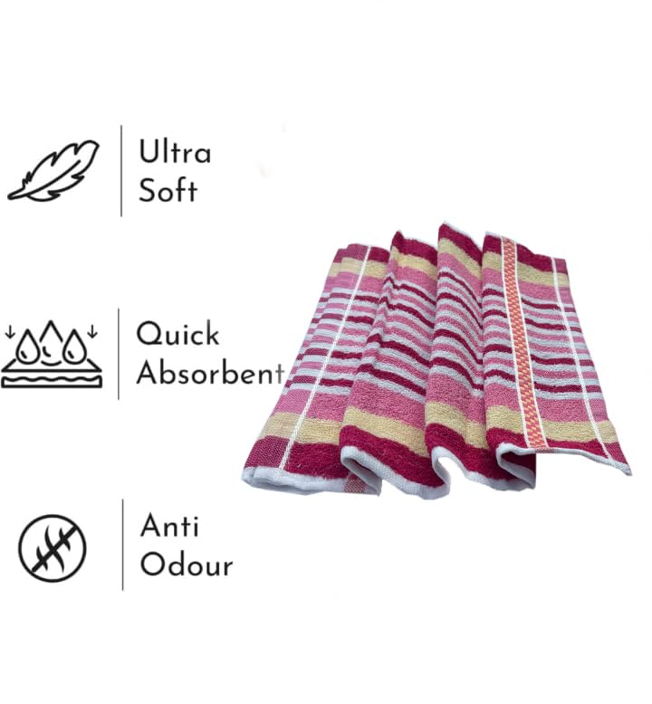 Space Fly 500 GSM Cotton Napkins for Hand Towel Small | Color- Purple, Pink, Green, Blue, Yellow | Size- 23.94 x 43.18 CM | Hand Towel Set of 2 - Image 5