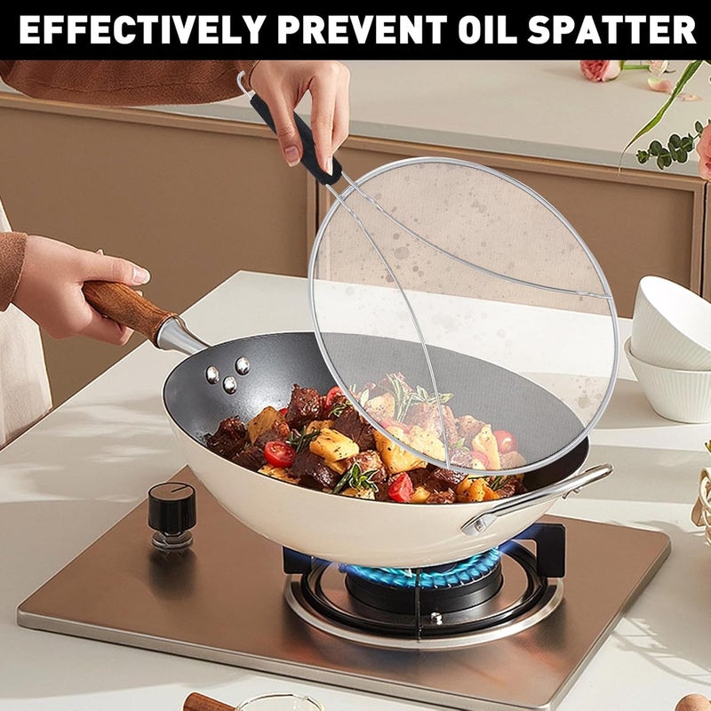 KORCCI 11 Inch Grease Splatter Screen for Frying Pan, Stainless Steel Fine Mesh Oil Splash Guard to Prevent Burns & Keep Kitchen Clean - Image 5