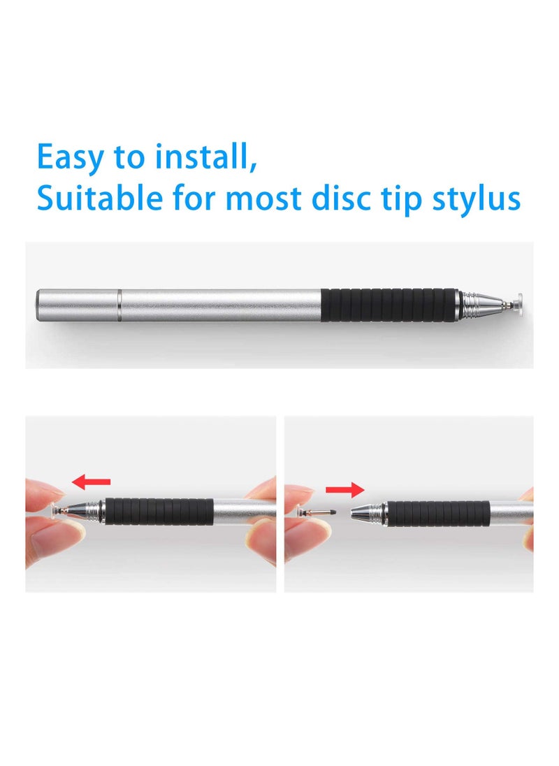 SYOSI - Universal Stylus Pen Disc Tips Replaceable Disc Tips Precision Round Shape High Precision Stylus Penreplacement Disc or Touch Screen Devices for Touch Screen Devices Silver (12 Pieces) - Image 1