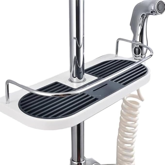 Bathroom Storage ShelfAdjustable Shower ShelfShower Rack OrganiserNo DrillingSnapOn Shower AccessoriesShower Caddy Pole Bathroom Shelf Tray Hanging Bathroom Lift Tray Mounted Showe - Image 1