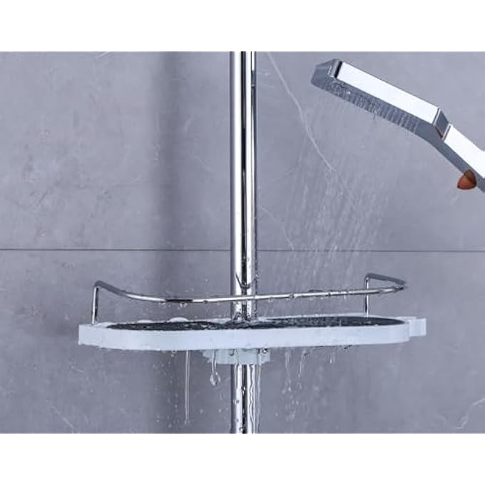 Bathroom Storage ShelfAdjustable Shower ShelfShower Rack OrganiserNo DrillingSnapOn Shower AccessoriesShower Caddy Pole Bathroom Shelf Tray Hanging Bathroom Lift Tray Mounted Showe - Image 2