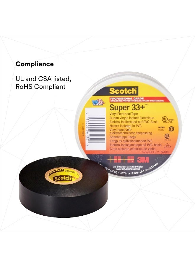 3M ScotchR Super 33Tm Vinyl Electrical Tape 3/4 In X 52 Ft Black