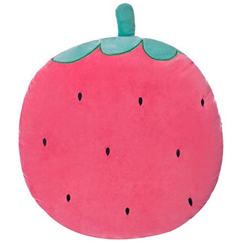 Peach Cuddle Strawberry Fruit Shaped Velvet Cushion for Kids Room, Living Room, Bedroom, Luxury Furnishing, Nursery Decor (16x16 inch, Pink) - Image 1