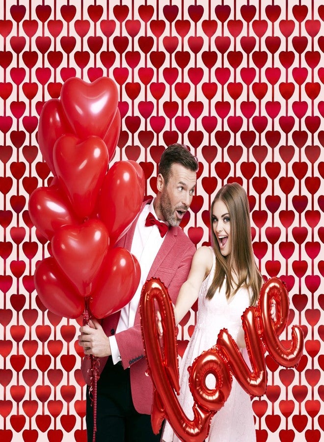 INPLUSTOP 3 Pack Valentines Day Decorations, 3.3 x 6.6 FT Red Heart Foil Fringe Curtains Valentine's Photo Backdrop Streamers for Valentines Party Decorations Galentines Day Decor Wedding Birthday Party Supplie - Image 5