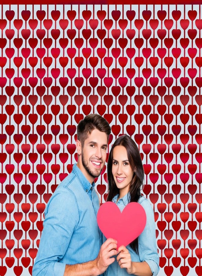 INPLUSTOP 3 Pack Valentines Day Decorations, 3.3 x 6.6 FT Red Heart Foil Fringe Curtains Valentine's Photo Backdrop Streamers for Valentines Party Decorations Galentines Day Decor Wedding Birthday Party Supplie - Image 2
