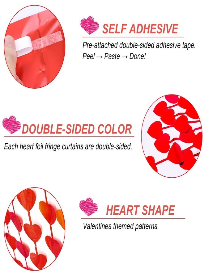 INPLUSTOP 3 Pack Valentines Day Decorations, 3.3 x 6.6 FT Red Heart Foil Fringe Curtains Valentine's Photo Backdrop Streamers for Valentines Party Decorations Galentines Day Decor Wedding Birthday Party Supplie - Image 4