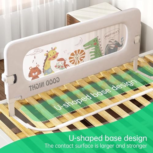 Moppets Bed Rails for Baby Safety/Bed Side Protactor Guard from Falling with Instant Set up, 14 Level Hight Adjustment & Easy to Fold - (1.8 Meter/ 6FT) Reinforced U Base - Pack of 2 - Image 2
