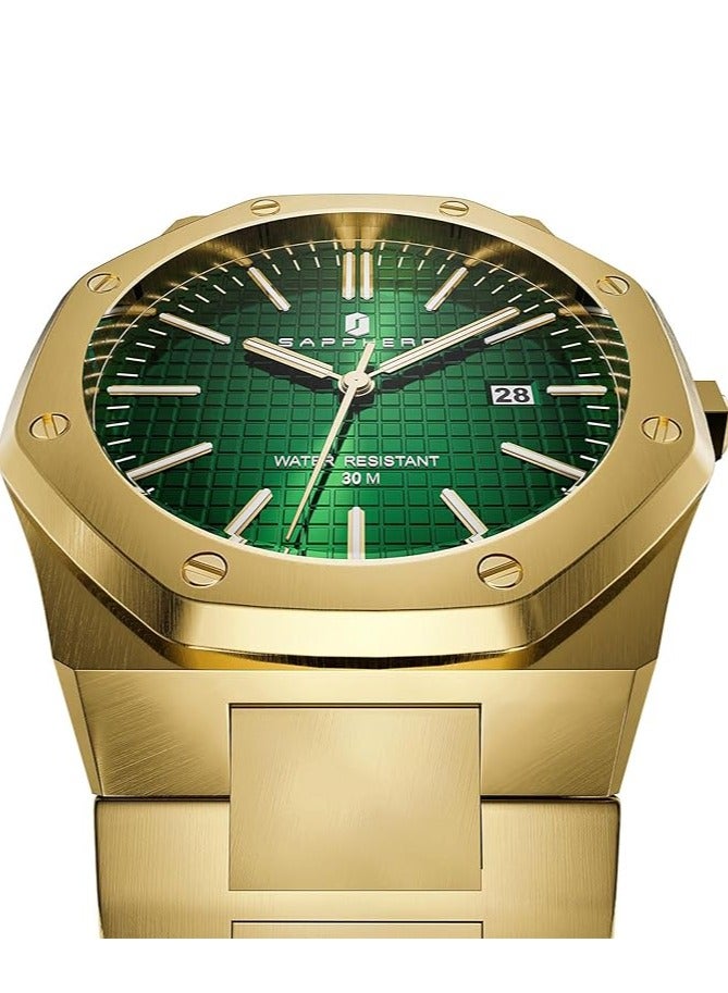 Sapphero Watch for Men Stainless Steel Mens Watches Waterproof Analog Quartz Movement Wrist Watch Gifts for Men - Image 2