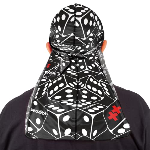 Superstitch Supersilky Ultra Silky Durag x Wavebuilder | 30+ Styles Premium Designer Durags for Men | 360 Waves | Black and White Dice (Lucky X) - Image 1