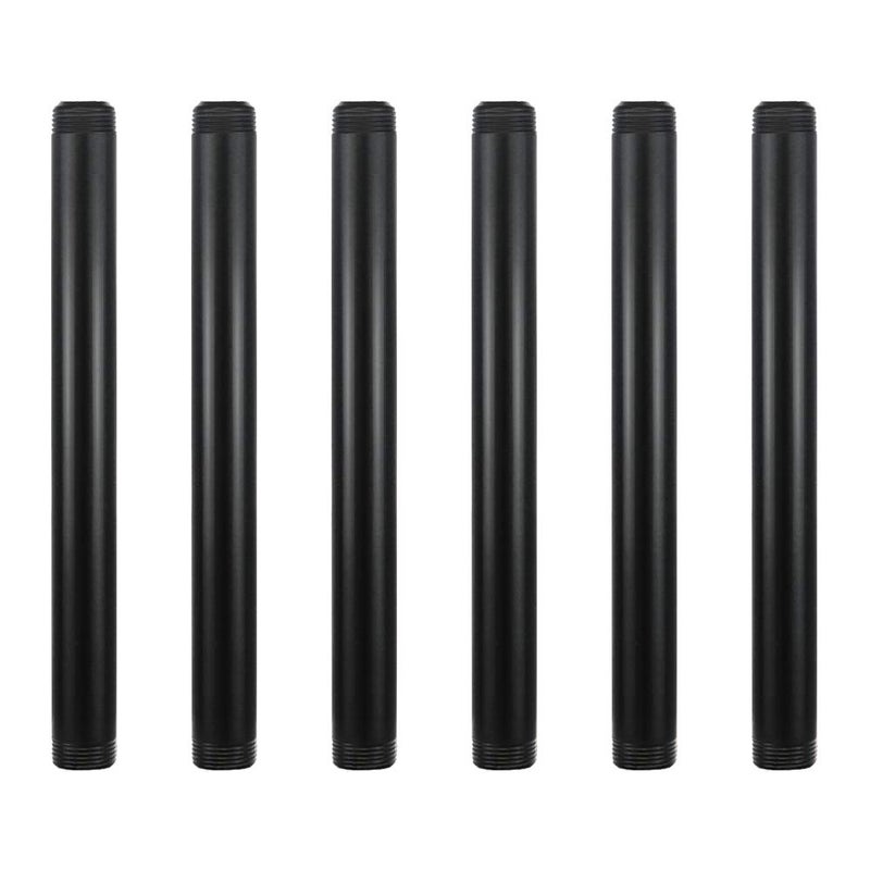 GeilSpace 6 Pack 3/4" Ã— 10" Pre-Cut Black Metal Pipe, Industrial Steel Fits Standard Three Quarters Inch Threaded Pipes and Fittings - Vintage DIY Industrial Shelving (3/4" Ã— 10", Black)