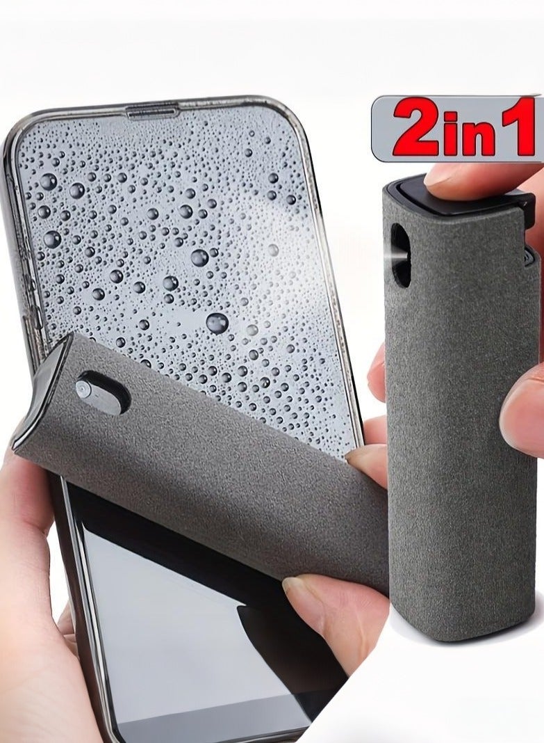 سِيمِير منظف الشاشات التي تعمل باللمس، منظف الشاشات، لجميع الهواتف وشاشات أجهزة الكمبيوتر المحمولة والأجهزة اللوحية، رذاذ اثنين في واحد وقطعة قماش من الألياف الدقيقة (رمادي) - Image 1