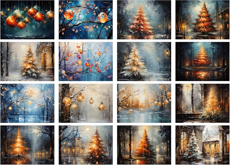 Flonz Decoupage Paper Pack (35 Sheets 6"x8") Amazing Cozy Paintings of Big Christmas Trees and Other Decorations Vintage Illustration Pictures Cards for Decoupage, Craft and Scrapbooking - Image 2