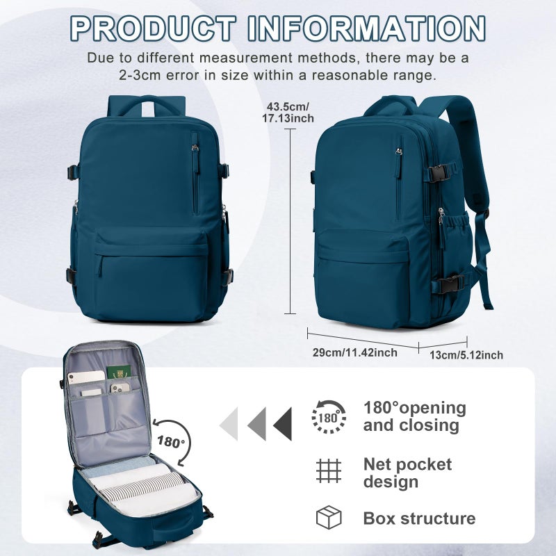 VECAVE Carry On Backpack for Women, Airline Approved Large Travel Backpack Flight Approved, Waterproof 14 Inch Laptop Backpack Business Work Backpacks Bag Men Mochila De Viaje JewelBlue. - Image 4