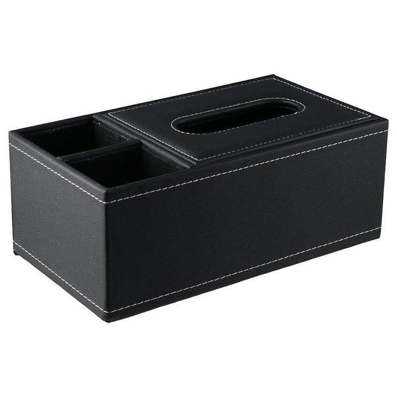 Lwvax Rectangular Tissue Paper Holder Box PU Leather Facial Tissue Holder for Car Home Office Room Hotel - 24x13.5x9.5 Cm - Black (PU Leather) - Image 3