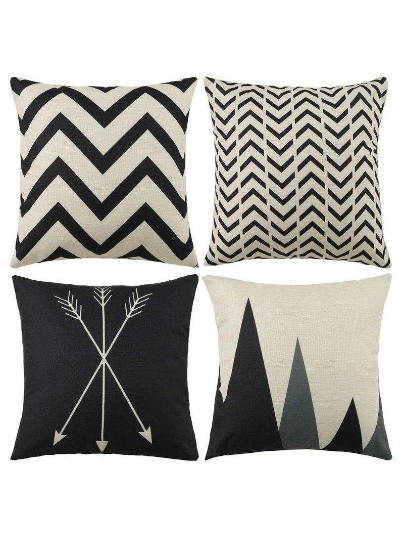 Throw Pillow Covers, Modern Pattern Linen Square Cushion Case for Sofa Couch Bed Home Outdoor Car - Image 1