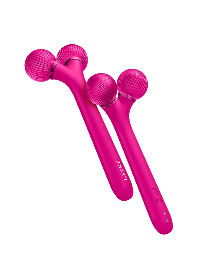جيسكي SmartAppGuided Sonic Facial Roller | 4 في 1 | محفز ديرما سموث للوجه | ديرما رول | أسطوانة للوجه مهنية | ديرما رولر للعناية بالبشرة وروتين الجمال | بشرة ناعمة - ماجنتا
