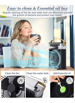 Arabest Portable Air Cooler Fan,3 Wind Speeds,600ml Air Humidifier with 7s LED Night Light，Personal Cooling Fan,Air Cooler,Ice Air Cooler Fan,5 Sprays for Small Room,Office, Dorm,Desktop  - Image 4