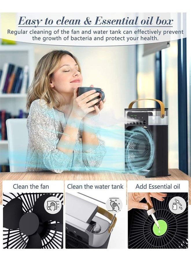 Arabest Portable Air Cooler Fan,3 Wind Speeds,600ml Air Humidifier with 7s LED Night Light，Personal Cooling Fan,Air Cooler,Ice Air Cooler Fan,5 Sprays for Small Room,Office, Dorm,Desktop  - Image 4