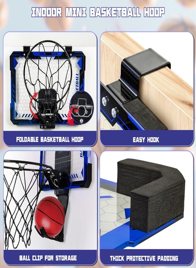 maysida Remote Control Basketball Hoop Indoor for Kids-Over The Door Basketball Hoop with LED Light, Scoreboard, 4 Balls, Air Pump, Bag, Mini Hoop Gift Sport Toy for Boys Girls 3 4 5 6 7 8 9 10 11 12+, Blue - Image 5