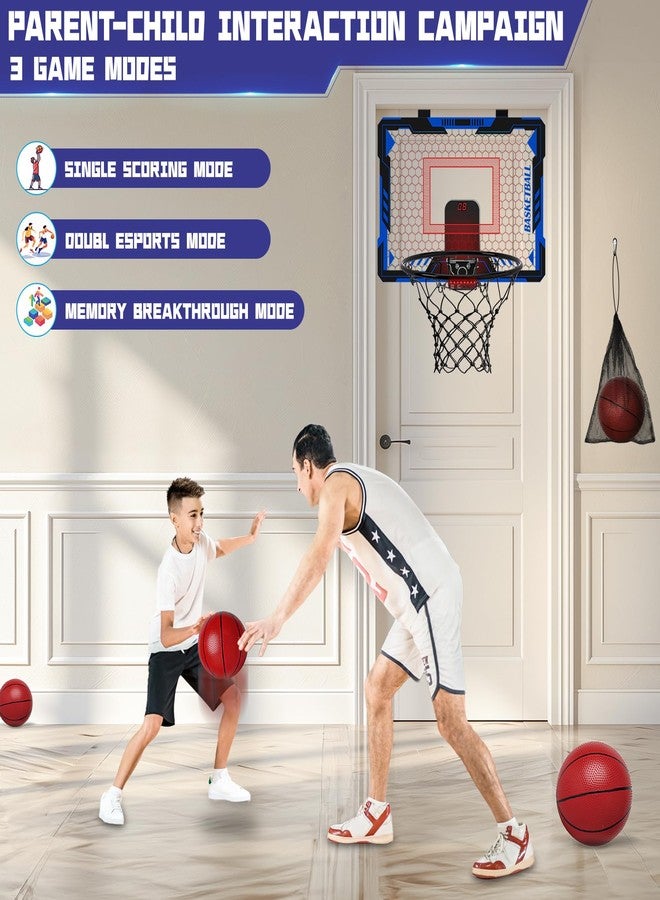 maysida Remote Control Basketball Hoop Indoor for Kids-Over The Door Basketball Hoop with LED Light, Scoreboard, 4 Balls, Air Pump, Bag, Mini Hoop Gift Sport Toy for Boys Girls 3 4 5 6 7 8 9 10 11 12+, Blue - Image 4
