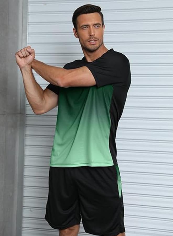 Men's Quick-Drying Sports Two-Piece Suit Men's Running Short-Sleeved Ice Silk Suit Lightweight And Enjoy An Unrestrained Sports Experience Black XXL - Image 2