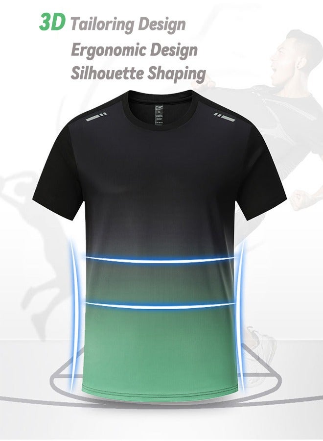 Men's Quick-Drying Sports Two-Piece Suit Men's Running Short-Sleeved Ice Silk Suit Lightweight And Enjoy An Unrestrained Sports Experience Black XXL - Image 3