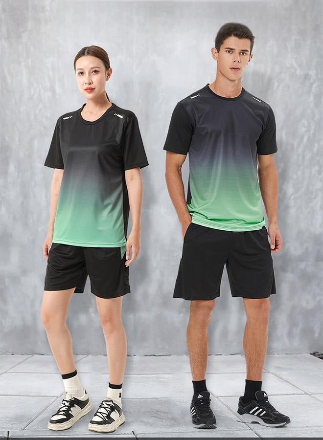 Men's Quick-Drying Sports Two-Piece Suit Men's Running Short-Sleeved Ice Silk Suit Lightweight And Enjoy An Unrestrained Sports Experience Black XXL - Image 4