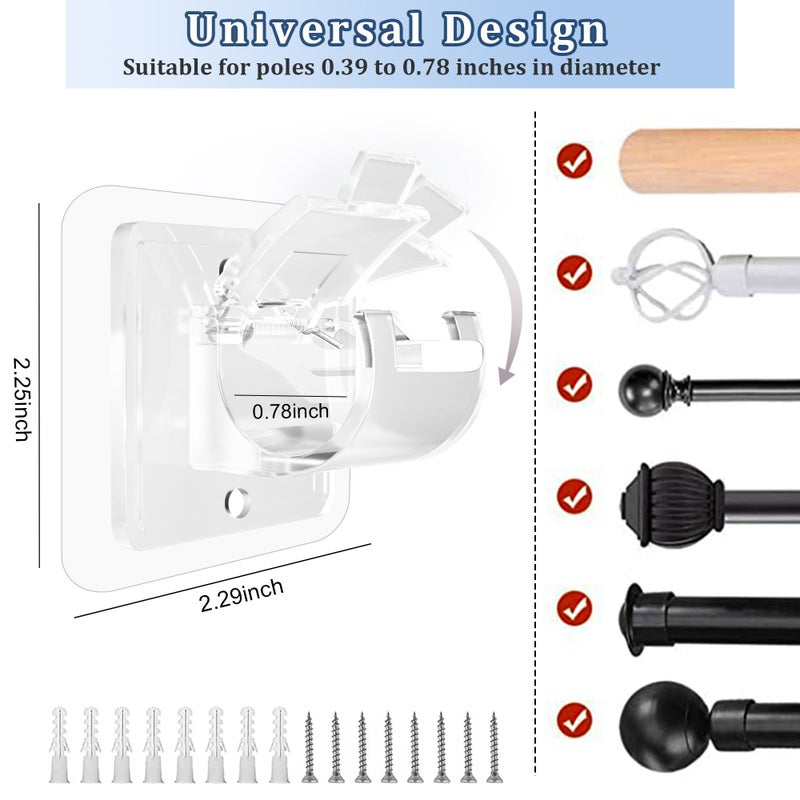 Codoule 10PCS Curtain Rods No Drilling,Bracket No Drill Curtain Rod Brackets Self Adhesive Curtain Rod Holders Nail Free Adjustable Curtain Rod Hooks Curtain Hangers for Bathroom Kitchen Bathroom Hotel - Image 4