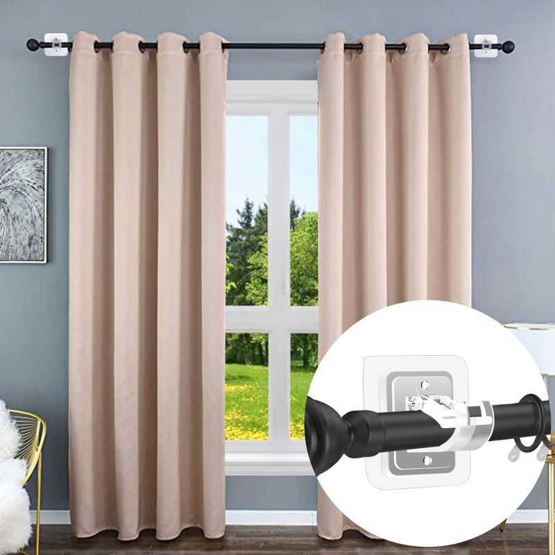 Codoule 10PCS Curtain Rods No Drilling,Bracket No Drill Curtain Rod Brackets Self Adhesive Curtain Rod Holders Nail Free Adjustable Curtain Rod Hooks Curtain Hangers for Bathroom Kitchen Bathroom Hotel - Image 2