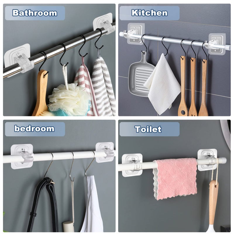 Codoule 10PCS Curtain Rods No Drilling,Bracket No Drill Curtain Rod Brackets Self Adhesive Curtain Rod Holders Nail Free Adjustable Curtain Rod Hooks Curtain Hangers for Bathroom Kitchen Bathroom Hotel - Image 3