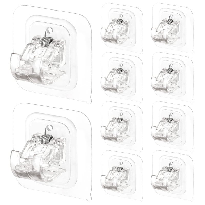 Codoule 10PCS Curtain Rods No Drilling,Bracket No Drill Curtain Rod Brackets Self Adhesive Curtain Rod Holders Nail Free Adjustable Curtain Rod Hooks Curtain Hangers for Bathroom Kitchen Bathroom Hotel - Image 1