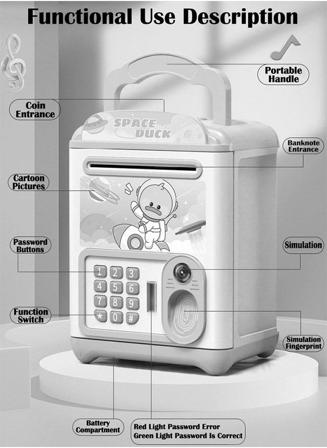 ZCM-HAPPY Mini Simulation Password Fingerprint Induction Piggy Bank Electronic Money Bank Coin Cash Savings Box  - Image 4