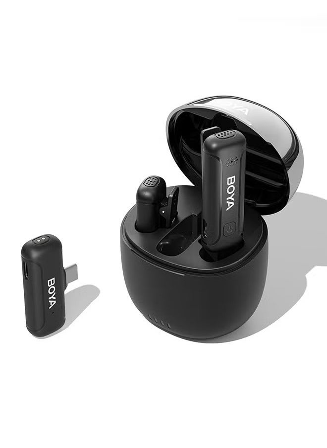 BOYA BY-WM3T-U2 Wireless Microphone for USB-C Android Smartphone Laptop, 20H Operation Time 2 Mini Plug-Play Wireless Lapel Mics for Video Recording Interview YouTube Vlog