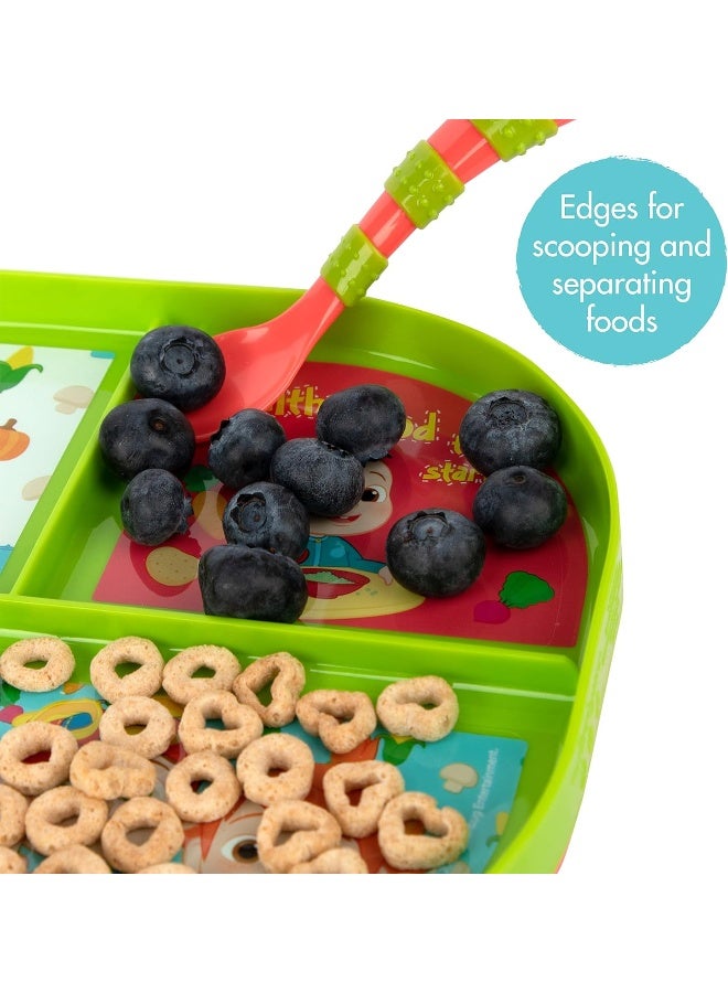 The First Years CoComelon Toddler Dinnerware Set - Plastic Dinnerware Set and Toddler Utensils - 2 Reversible Baby Plates and 4 Textured Baby Spoons - Image 3