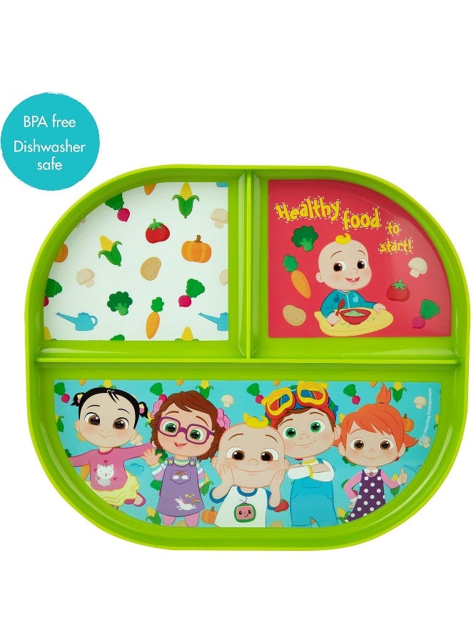 The First Years CoComelon Toddler Dinnerware Set - Plastic Dinnerware Set and Toddler Utensils - 2 Reversible Baby Plates and 4 Textured Baby Spoons - Image 4