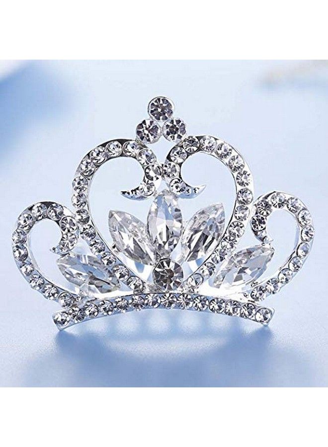 Yean مشط تاج الأميرة الصغير مزين بالكريستال والخرز الفضي لزهور الشعر لحفلة عيد الميلاد والفتيات (فضي) - Image 5