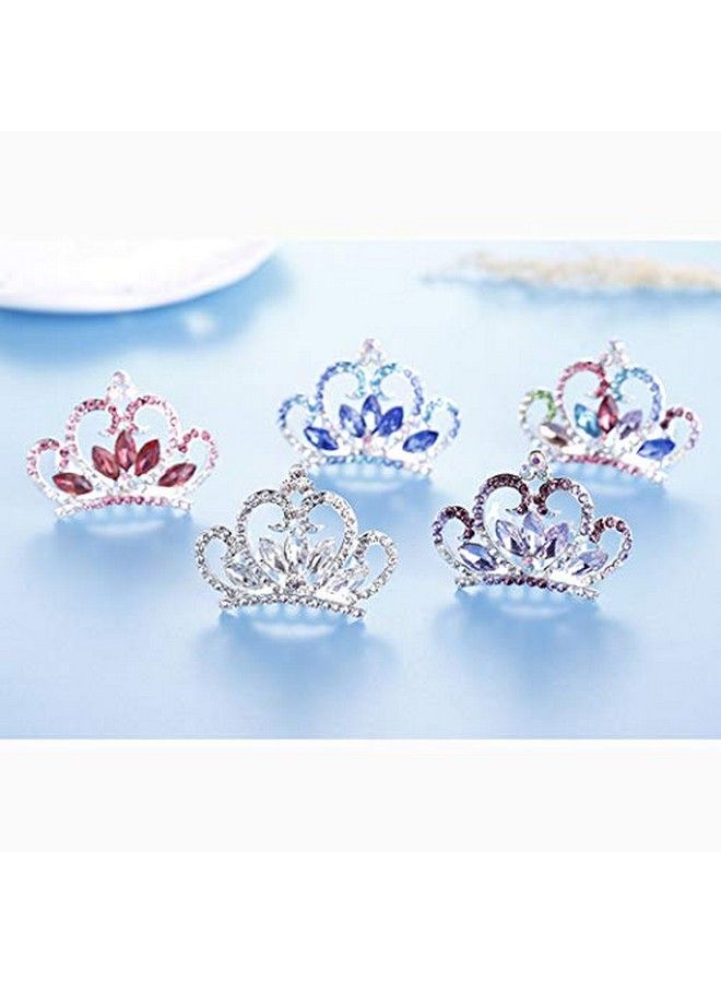 Yean مشط تاج الأميرة الصغير مزين بالكريستال والخرز الفضي لزهور الشعر لحفلة عيد الميلاد والفتيات (فضي) - Image 4