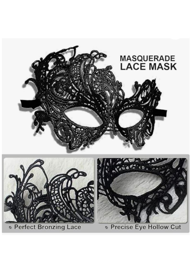 Masquerade Mask for Couples Lace Eye Mask Venetian Carnival  Mask Party Ball Prom Mask Costume Mardi Gras 2Pack - Image 3