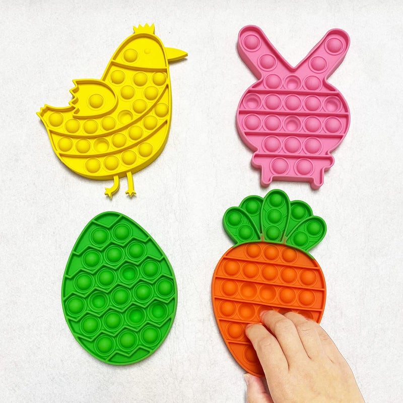 JoFAN 4 Pack Easter Fidget Sensory Pop Toys for Kids Boys Girls Toddlers Easter Basket Stuffers Stress Relief Gifts Party Favors - Image 2