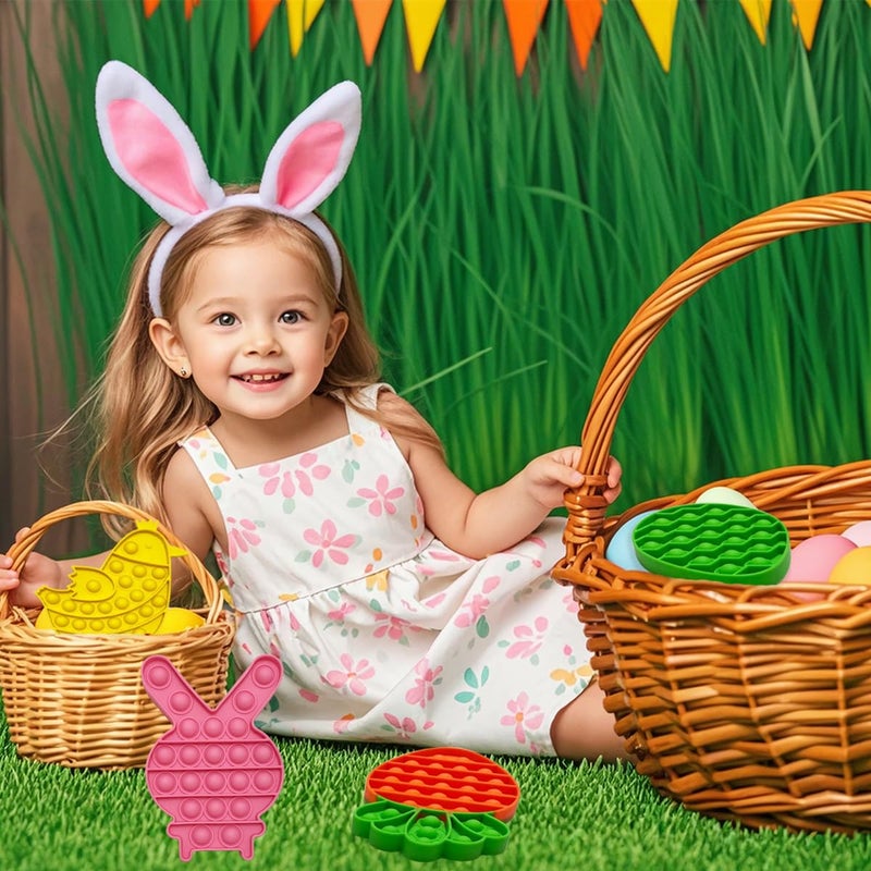 JoFAN 4 Pack Easter Fidget Sensory Pop Toys for Kids Boys Girls Toddlers Easter Basket Stuffers Stress Relief Gifts Party Favors - Image 3