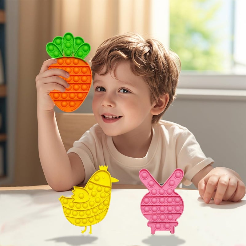 JoFAN 4 Pack Easter Fidget Sensory Pop Toys for Kids Boys Girls Toddlers Easter Basket Stuffers Stress Relief Gifts Party Favors - Image 4