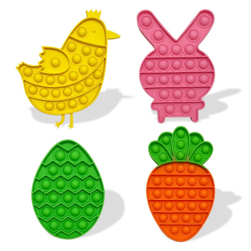 JoFAN 4 Pack Easter Fidget Sensory Pop Toys for Kids Boys Girls Toddlers Easter Basket Stuffers Stress Relief Gifts Party Favors - Image 1