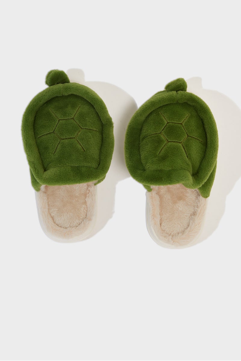 DeFacto Green Boy Boy Printed Flat Sole Plush Home Slippers Casual - Image 4