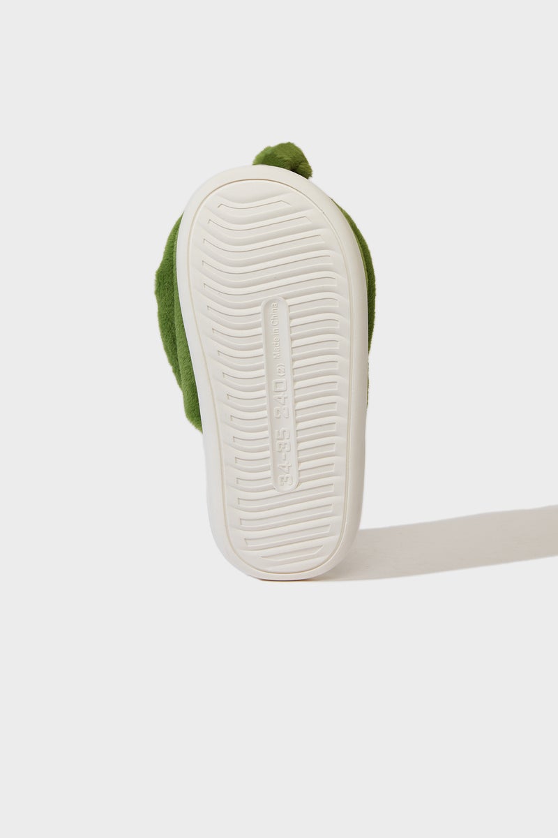 DeFacto Green Boy Boy Printed Flat Sole Plush Home Slippers Casual - Image 5