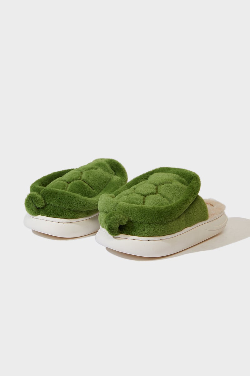 DeFacto Green Boy Boy Printed Flat Sole Plush Home Slippers Casual - Image 1