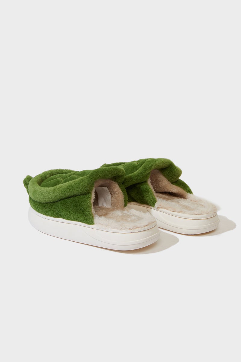 DeFacto Green Boy Boy Printed Flat Sole Plush Home Slippers Casual - Image 3