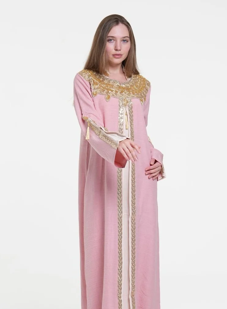 AL BENT AL SHARQIEH pink women jalabiya , arabian traditional dress for Women | Best Price UAE