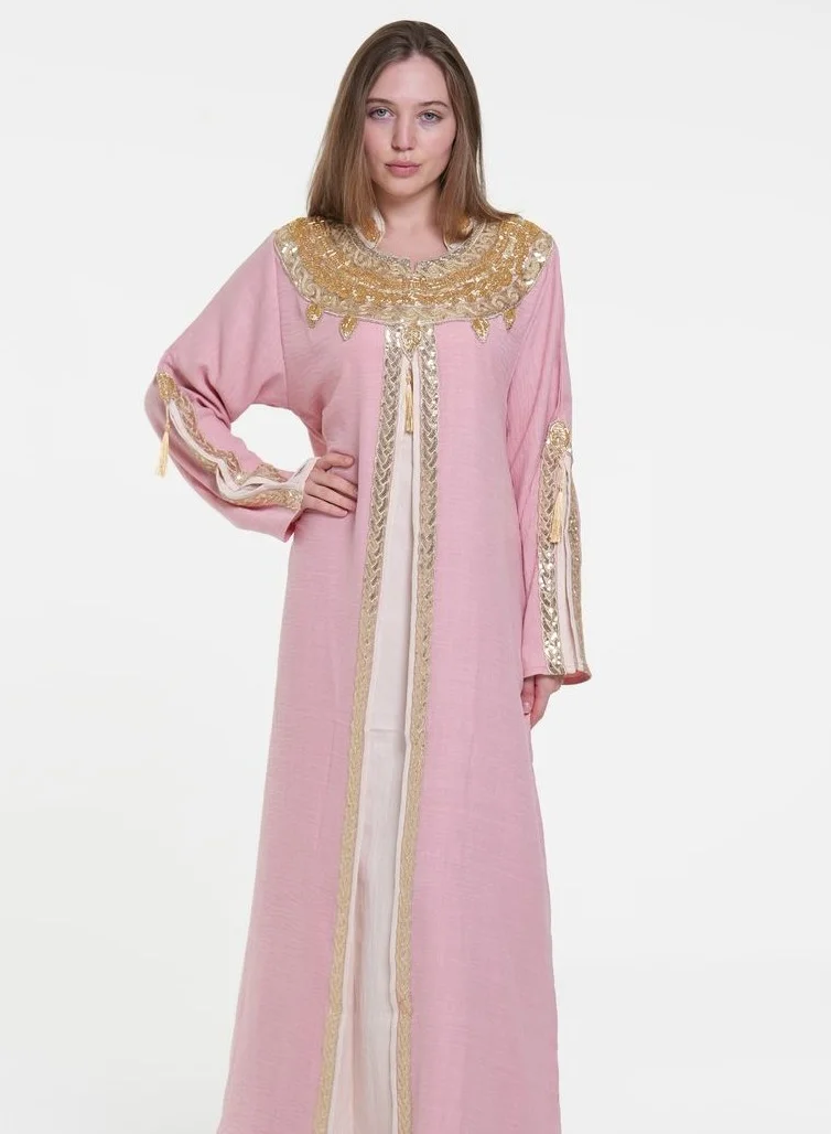 AL BENT AL SHARQIEH pink women jalabiya , arabian traditional dress for Women | Best Price UAE