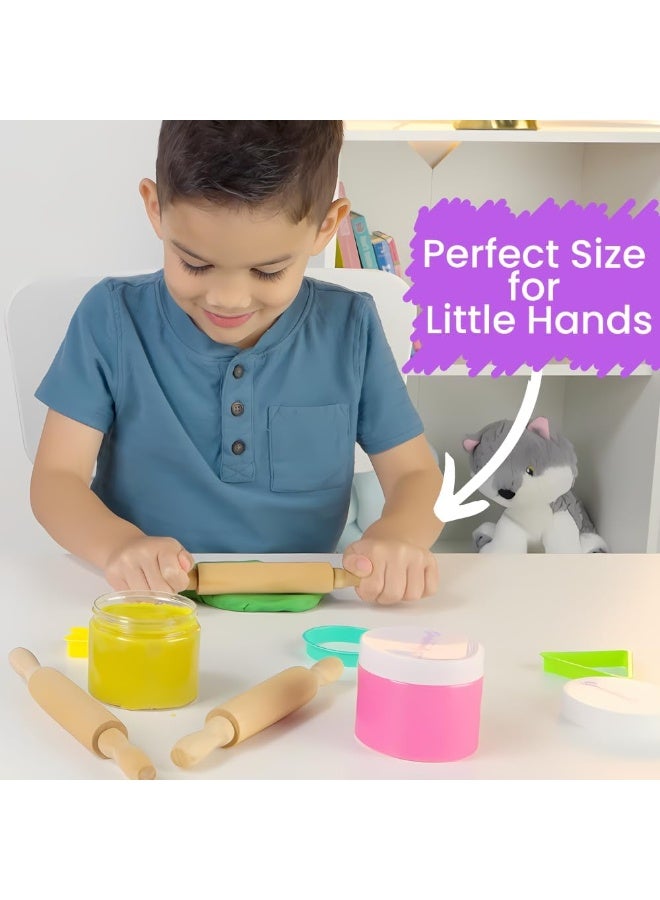 Mini Wooden Rolling Pin (Pack of 6) Non-Stick Wooden Roller 8 Inches Long for Precise Baking, Clay and Pastry Crafting-Ideal for Kids' Kitchen Play and DIY Projects, Play Doh - Image 4