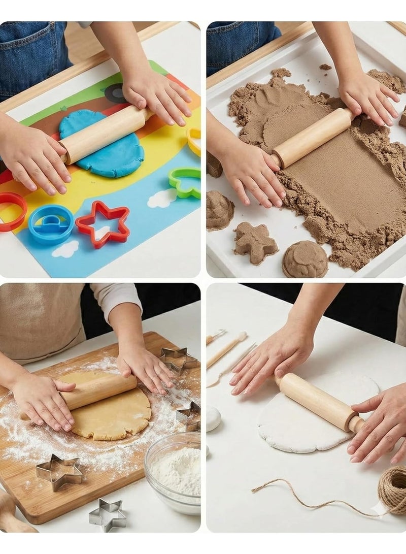 Mini Wooden Rolling Pin (Pack of 6) Non-Stick Wooden Roller 8 Inches Long for Precise Baking, Clay and Pastry Crafting-Ideal for Kids' Kitchen Play and DIY Projects, Play Doh - Image 5